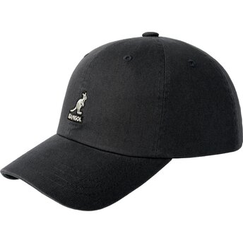 Lippikset kaareva musta säädettävä nauha Washed Baseball Black Kangol