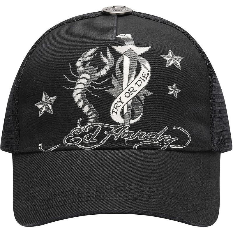 lippikset-kaareva-rekka-musta-snapback-dagger-scorpion-ed-hardy