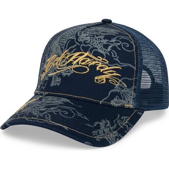 Lippikset kaareva rekka laivastonsininen snapback Outline Dragons Ed Hardy
