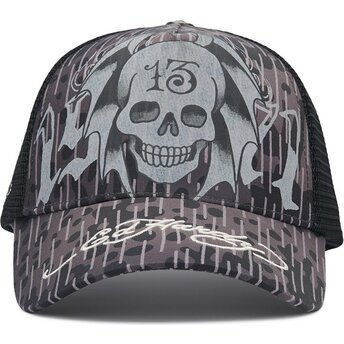 Lippikset kaareva rekka musta snapback 13 Skull Ed Hardy