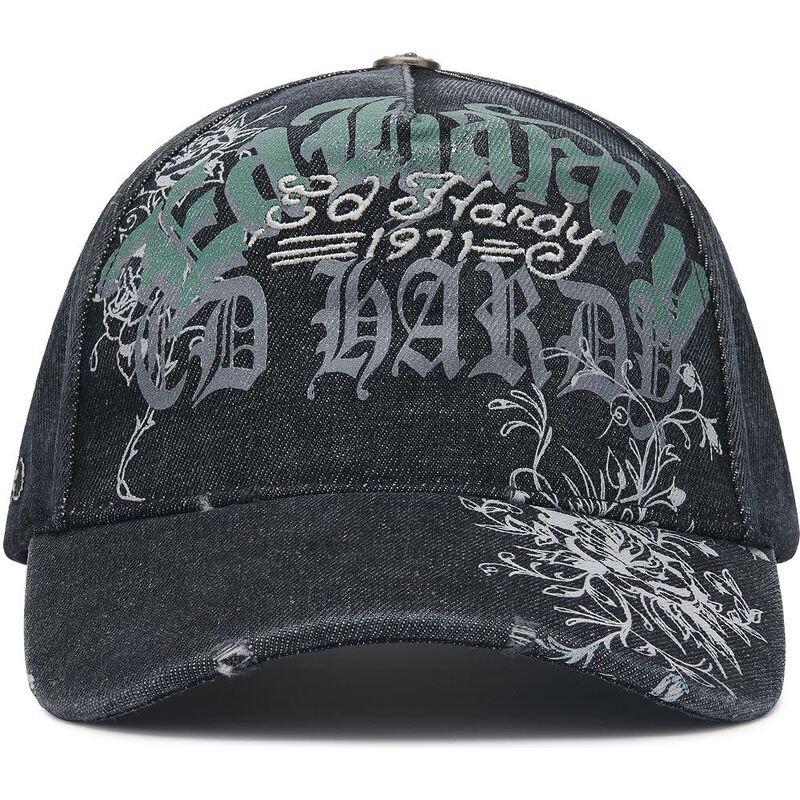 lippikset-kaareva-musta-saadettava-nauha-distressed-floral-gothic-ed-hardy lippikset-kaareva-musta-saadettava-nauha-distressed-floral-gothic-ed-hardy