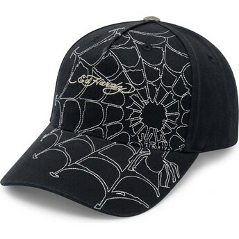 Lippikset kaareva musta säädettävä nauha Spiderweb Ed Hardy