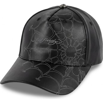 Lippikset kaareva musta säädettävä nauha Spiderweb PU Leather Ed Hardy