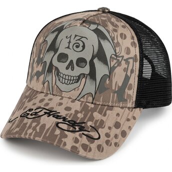 Lippikset kaareva rekka harmaa snapback 13 Skull Ed Hardy