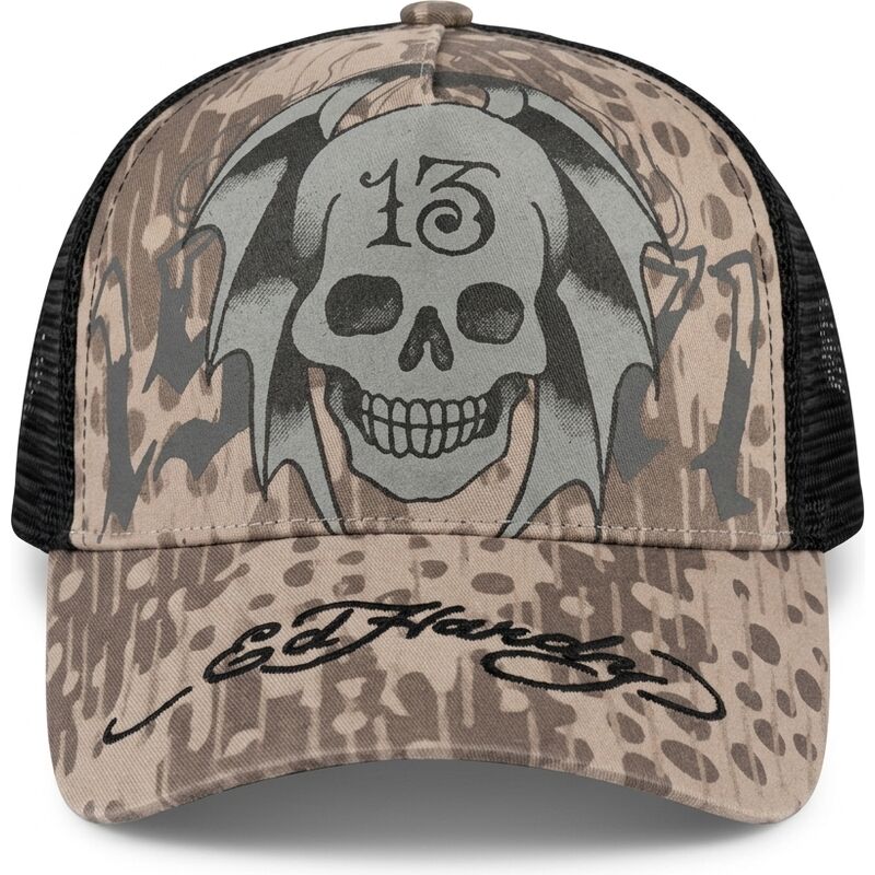 lippikset-kaareva-rekka-harmaa-snapback-13-skull-ed-hardy