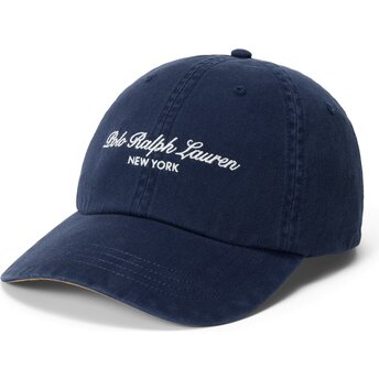Lippikset kaareva laivastonsininen säädettävä nauha Woven Script Polo Ralph Lauren