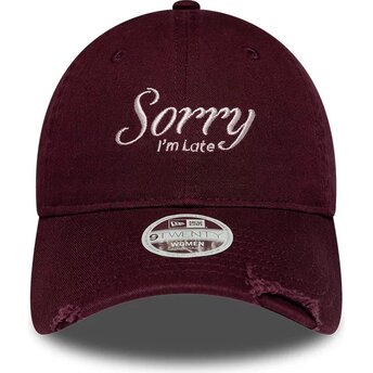 Lippikset kaareva punainen säädettävä nauha 9TWENTY Slogan Sorry I'm Late New Era