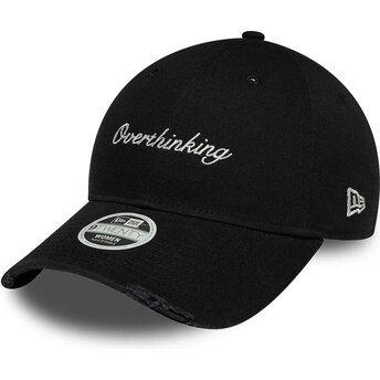 Lippikset kaareva musta säädettävä nauha 9TWENTY Slogan Overthinking New Era