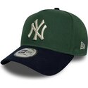 lippikset-kaareva-vihrea-snapback-9forty-e-frame-suede-visor-new-york-yankees-mlb-new-era