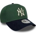 lippikset-kaareva-vihrea-snapback-9forty-e-frame-suede-visor-new-york-yankees-mlb-new-era