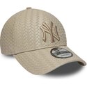 lippikset-kaareva-beige-saadettava-nauha-9forty-pu-weave-new-york-yankees-mlb-new-era