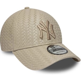 Lippikset kaareva beige säädettävä nauha 9FORTY PU Weave New York Yankees MLB New Era