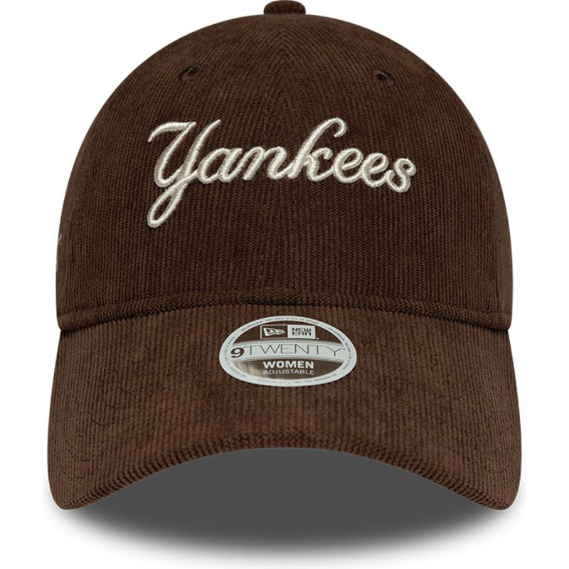 lippikset-kaareva-ruskea-saadettava-nauha-9twenty-cord-script-new-york-yankees-mlb-new-era
