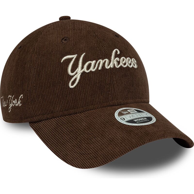 lippikset-kaareva-ruskea-saadettava-nauha-9twenty-cord-script-new-york-yankees-mlb-new-era