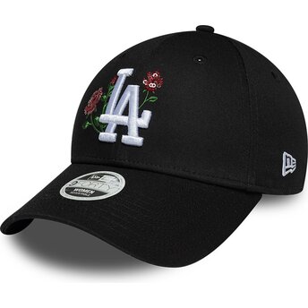 Lippikset kaareva musta snapback 9FORTY Rose Sequin Los Angeles Dodgers MLB New Era