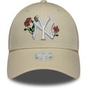 lippikset-kaareva-beige-snapback-9forty-rose-sequin-new-york-yankees-mlb-new-era