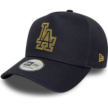 Lippikset kaareva laivastonsininen snapback 9FORTY dorado E Frame Metallic Outline Los Angeles Dodgers MLB New Era