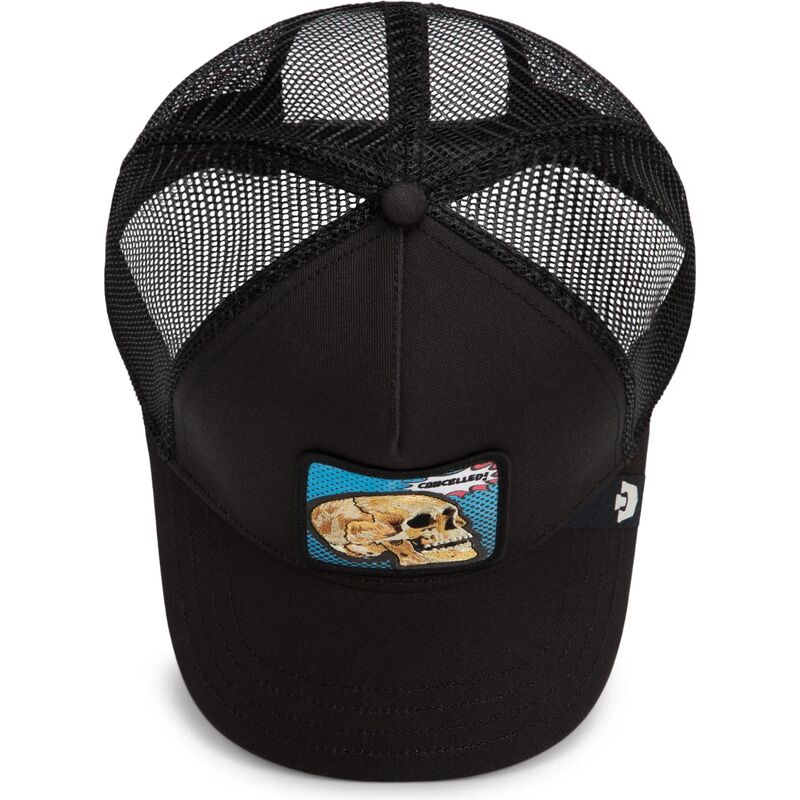 lippikset-kaareva-rekka-musta-snapback-cancelled-skull-pop-art-strikes-back-the-farm-goorin-bros