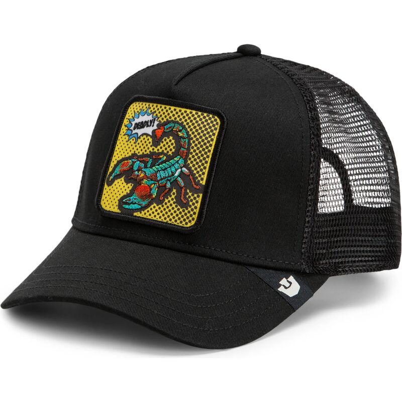 lippikset-kaareva-rekka-musta-snapback-deadly-scorpion-pop-art-strikes-back-the-farm-goorin-bros