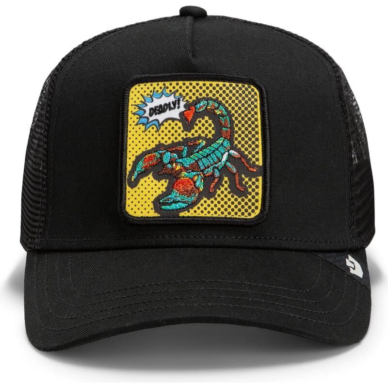 lippikset-kaareva-rekka-musta-snapback-deadly-scorpion-pop-art-strikes-back-the-farm-goorin-bros