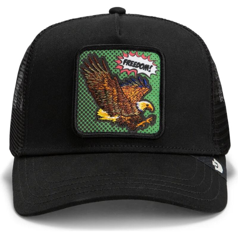 lippikset-kaareva-rekka-musta-snapback-freedom-eagle-pop-art-strikes-back-the-farm-goorin-bros