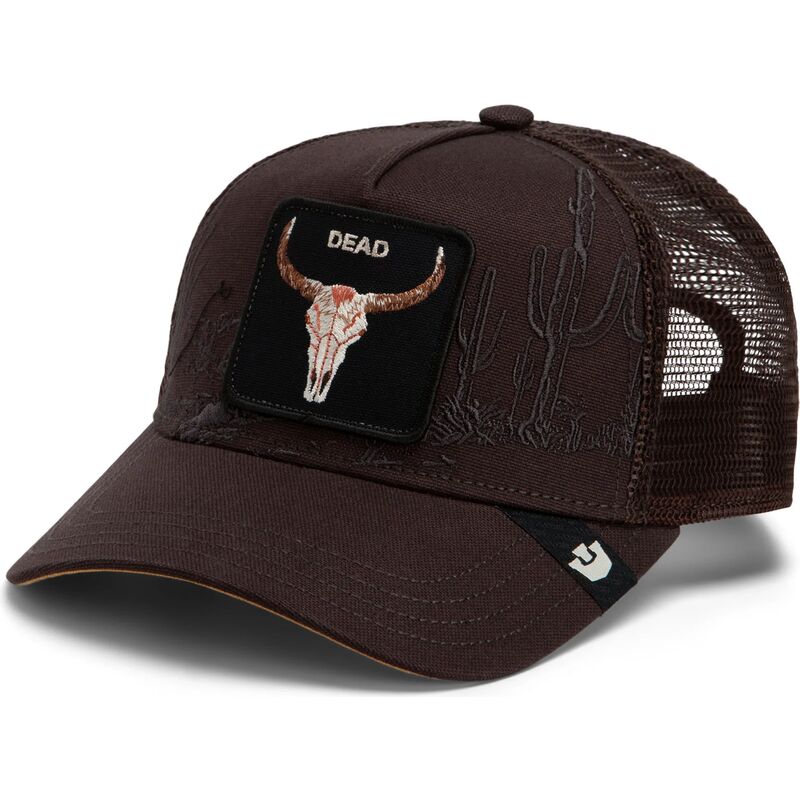 lippikset-kaareva-rekka-ruskea-snapback-skull-badlands-dead-the-farm-goorin-bros