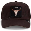 lippikset-kaareva-rekka-ruskea-snapback-skull-badlands-dead-the-farm-goorin-bros