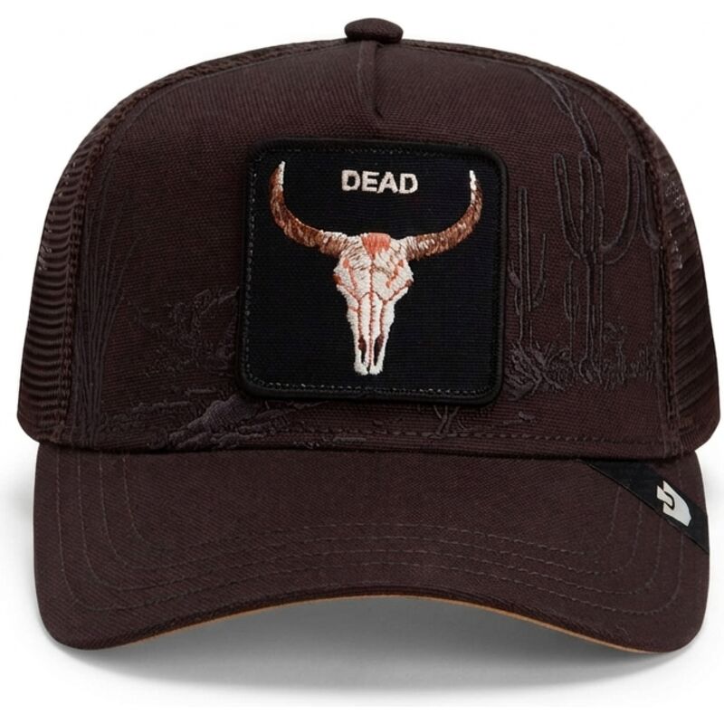 lippikset-kaareva-rekka-ruskea-snapback-skull-badlands-dead-the-farm-goorin-bros