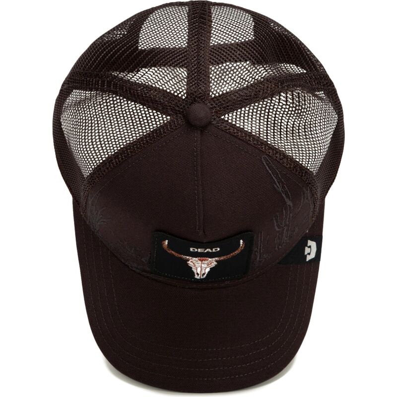 lippikset-kaareva-rekka-ruskea-snapback-skull-badlands-dead-the-farm-goorin-bros