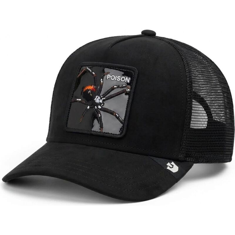 lippikset-kaareva-rekka-musta-snapback-black-out-spider-blackened-metallic-poison-the-farm-goorin-bros