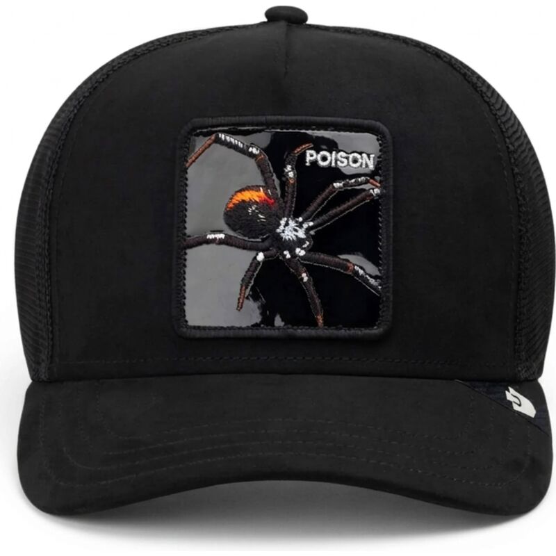 lippikset-kaareva-rekka-musta-snapback-black-out-spider-blackened-metallic-poison-the-farm-goorin-bros