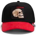 lippikset-kaareva-rekka-musta-snapback-cancelled-skull-microsuede-the-farm-goorin-bros