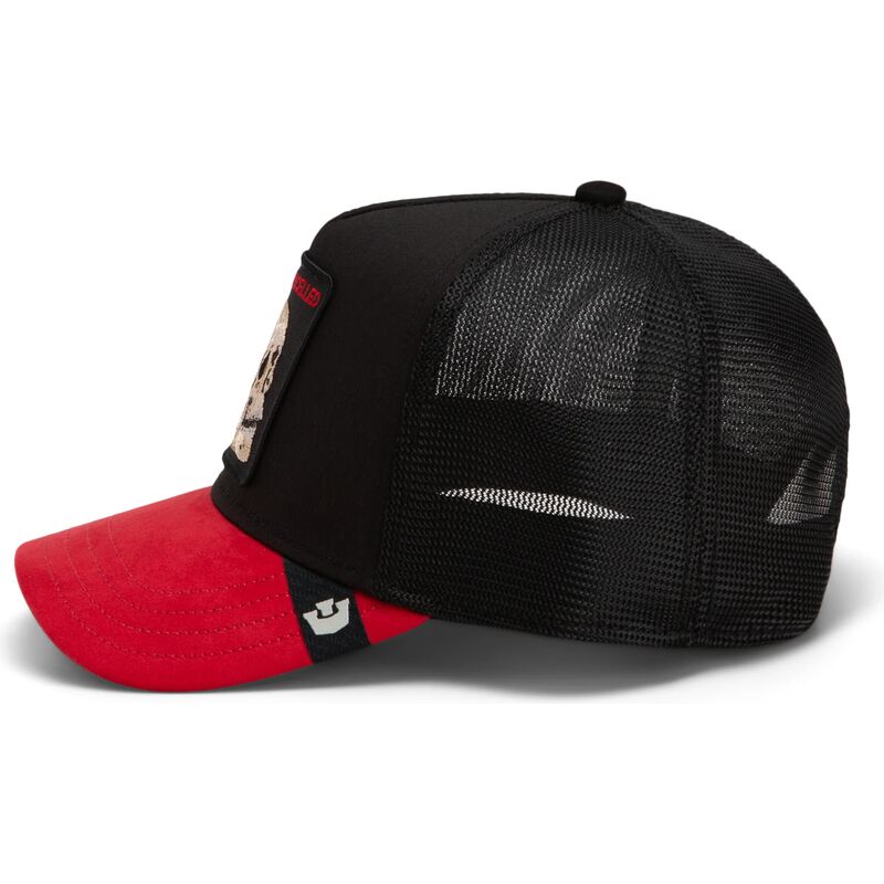 lippikset-kaareva-rekka-musta-snapback-cancelled-skull-microsuede-the-farm-goorin-bros