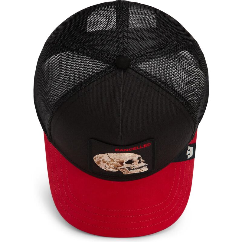 lippikset-kaareva-rekka-musta-snapback-cancelled-skull-microsuede-the-farm-goorin-bros