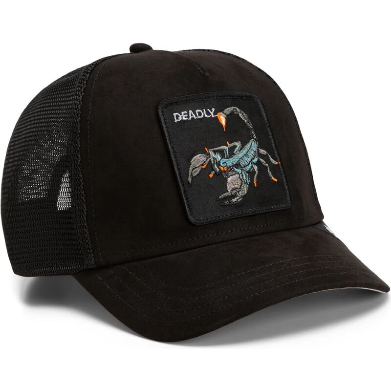 lippikset-kaareva-rekka-musta-snapback-suede-scorpion-microsuede-the-farm-goorin-bros