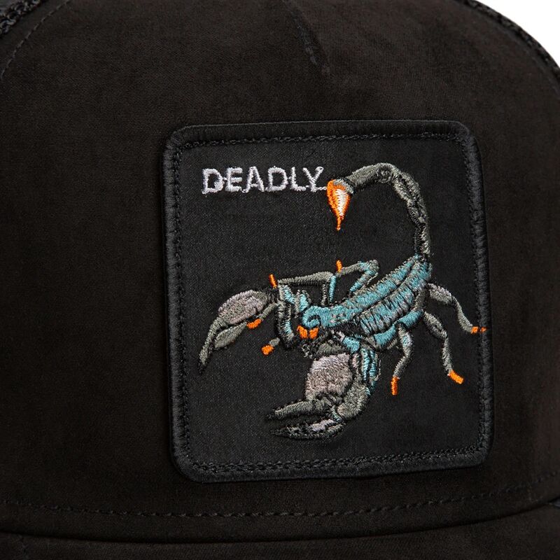 lippikset-kaareva-rekka-musta-snapback-suede-scorpion-microsuede-the-farm-goorin-bros