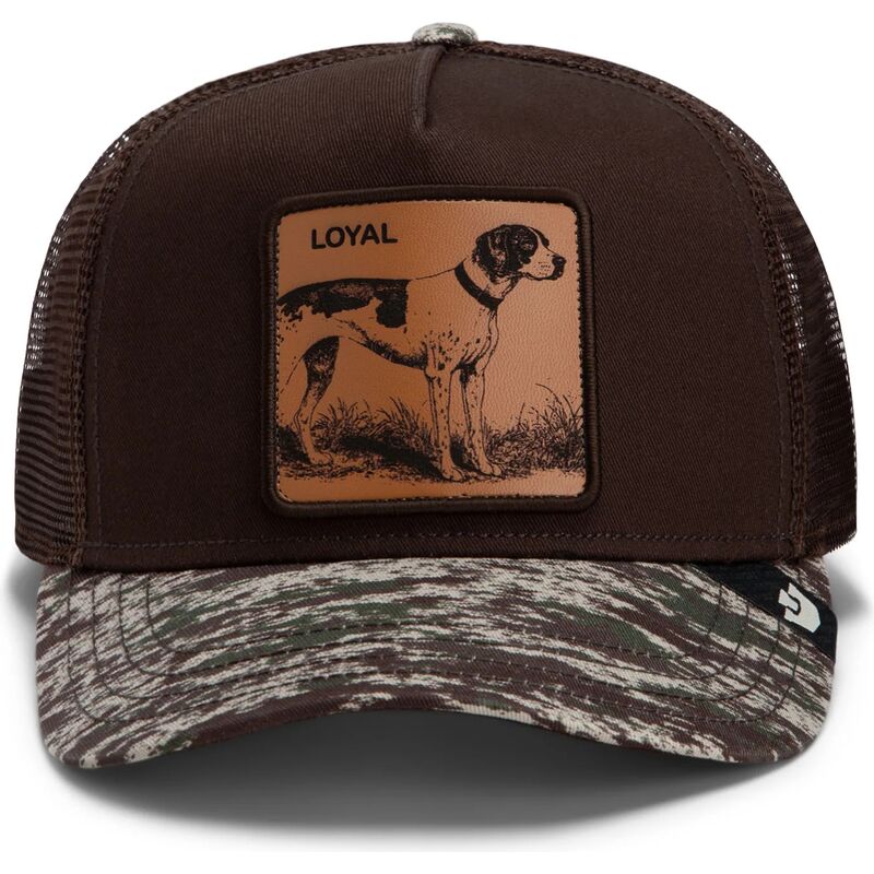 lippikset-kaareva-rekka-ruskea-snapback-engraved-dog-camo-glitch-the-farm-goorin-bros