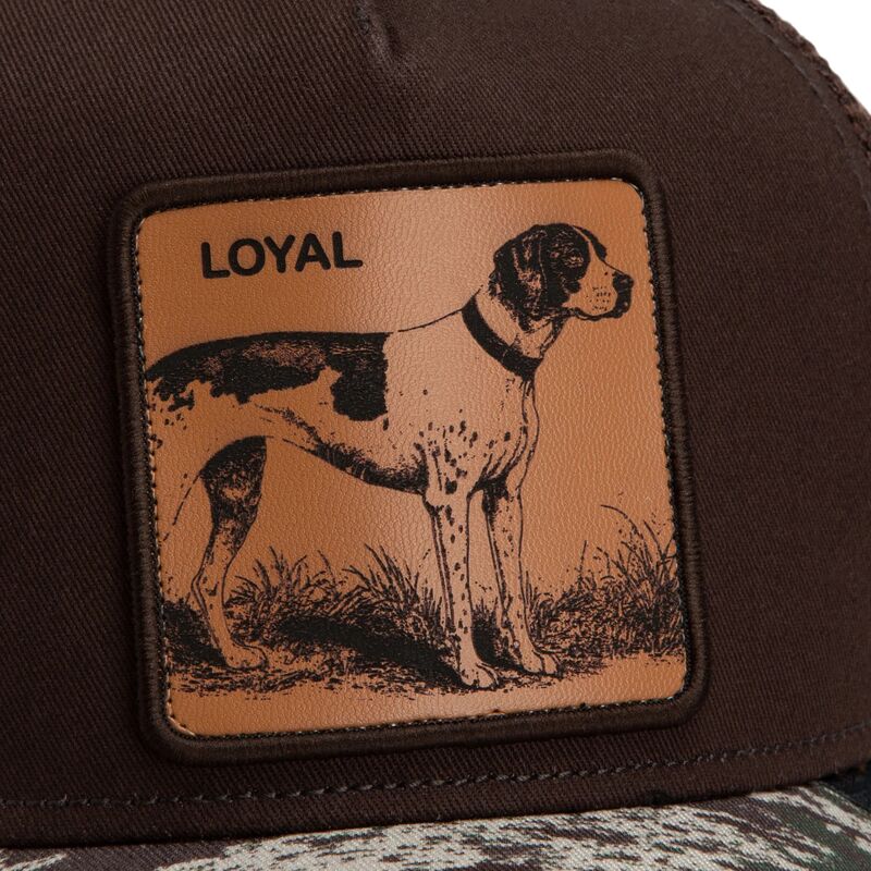 lippikset-kaareva-rekka-ruskea-snapback-engraved-dog-camo-glitch-the-farm-goorin-bros