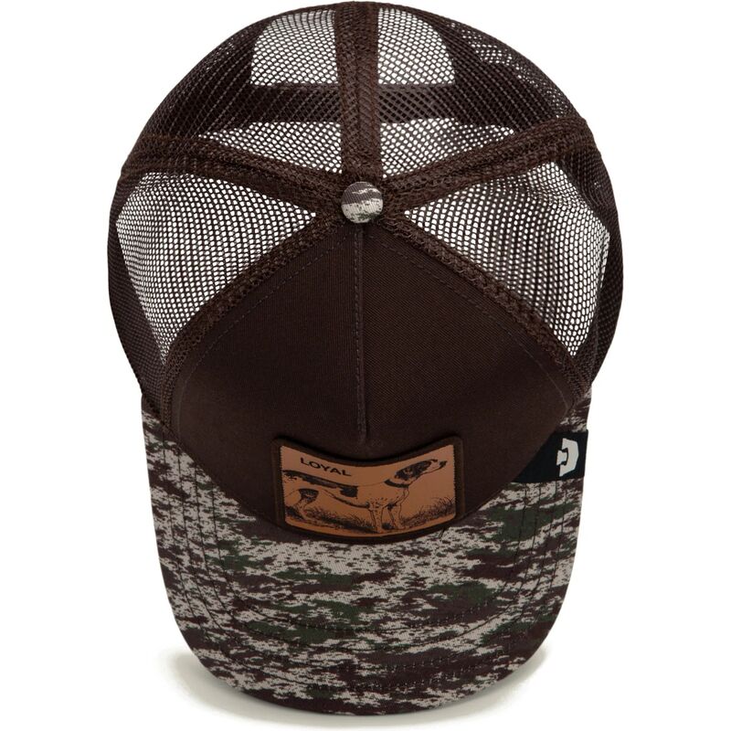 lippikset-kaareva-rekka-ruskea-snapback-engraved-dog-camo-glitch-the-farm-goorin-bros