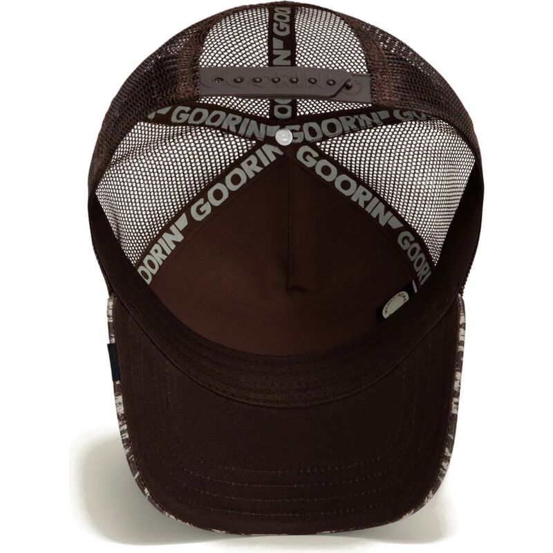 lippikset-kaareva-rekka-ruskea-snapback-engraved-dog-camo-glitch-the-farm-goorin-bros