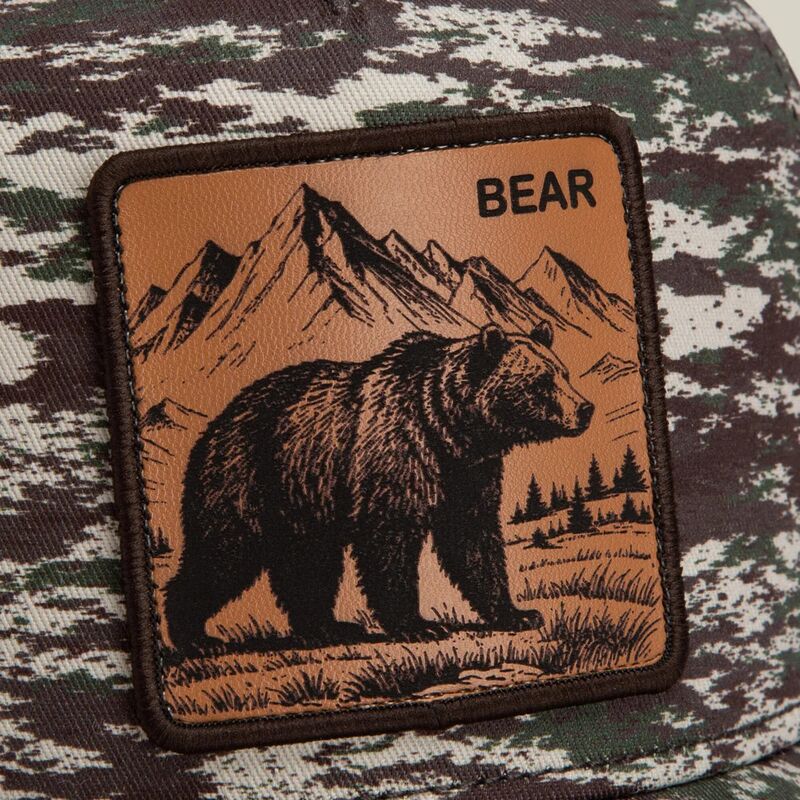 lippikset-kaareva-rekka-maastokuvio-snapback-engraved-bear-camo-glitch-the-farm-goorin-bros