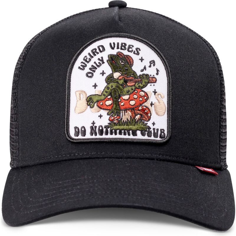 lippikset-kaareva-rekka-musta-snapback-hft-do-nothing-club-weird-vibes-frog-djinns