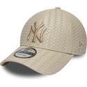 lippikset-kaareva-beige-saadettava-nauha-9forty-pu-weave-new-york-yankees-mlb-new-era