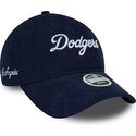 lippikset-kaareva-laivastonsininen-saadettava-nauha-9twenty-cord-script-los-angeles-dodgers-mlb-new-era