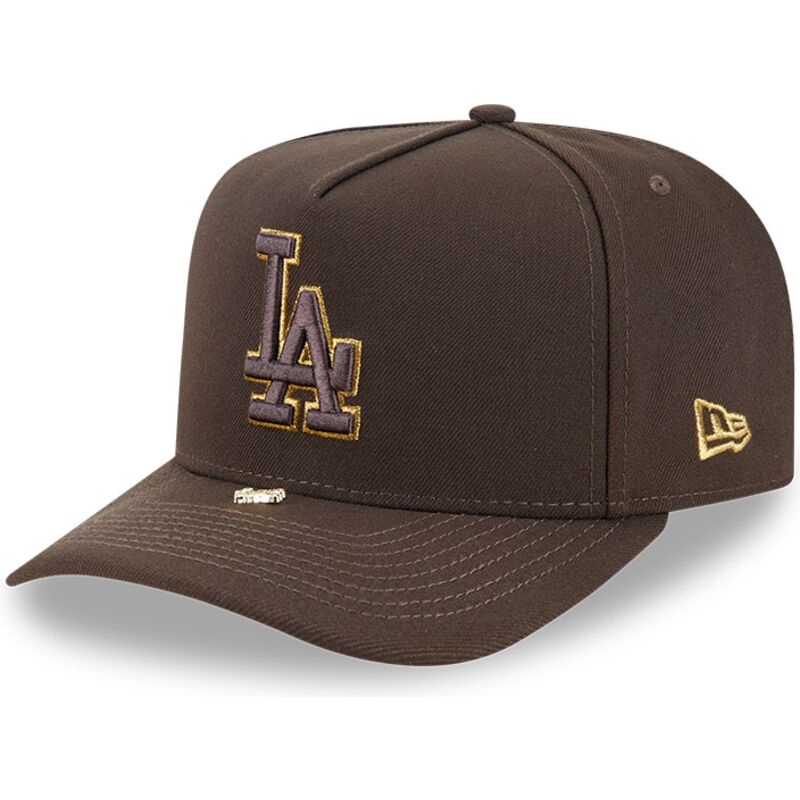 lippikset-kaareva-ruskea-snapback-9fifty-a-frame-precurved-visor-pin-los-angeles-dodgers-mlb-new-era