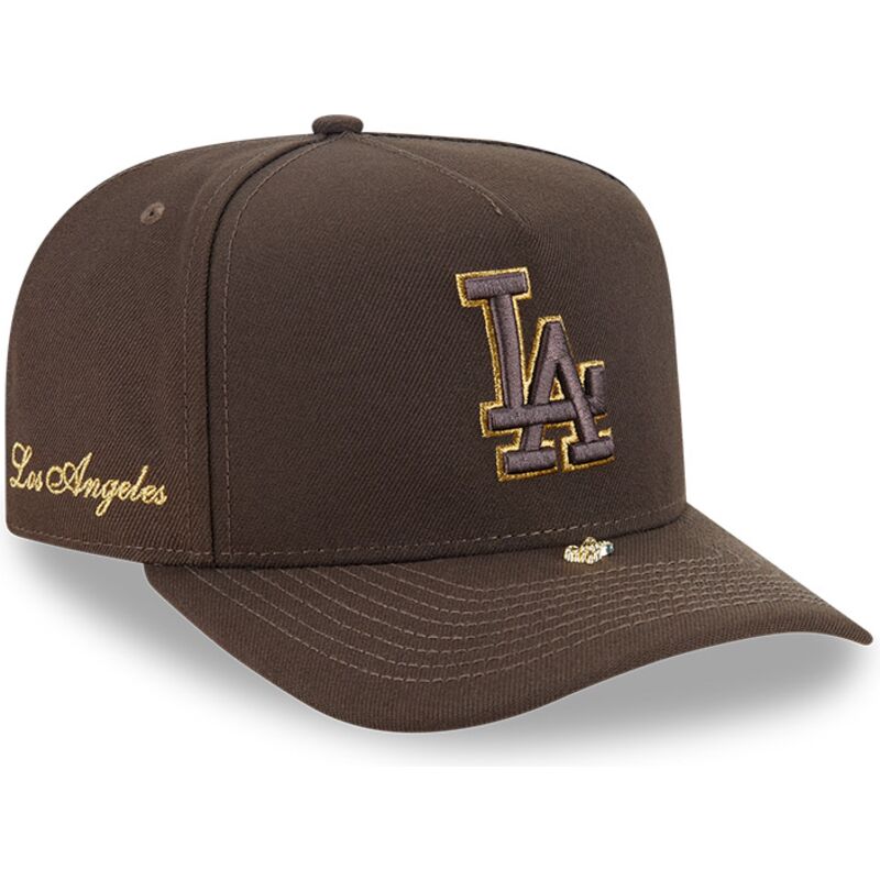 lippikset-kaareva-ruskea-snapback-9fifty-a-frame-precurved-visor-pin-los-angeles-dodgers-mlb-new-era