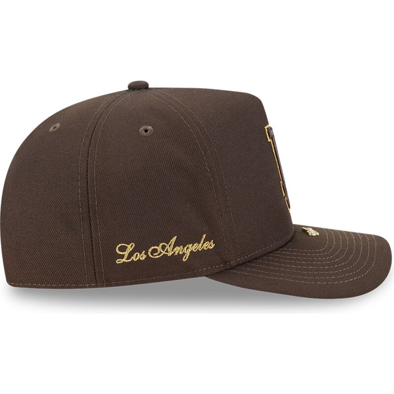 lippikset-kaareva-ruskea-snapback-9fifty-a-frame-precurved-visor-pin-los-angeles-dodgers-mlb-new-era