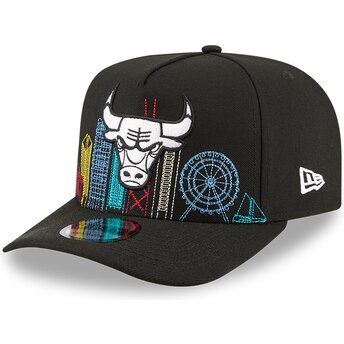 Lippikset kaareva musta snapback 9FIFTY A Frame Precurved Skyline Chicago Bulls NBA New Era