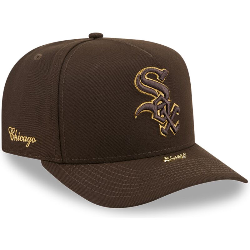 lippikset-kaareva-ruskea-snapback-9fifty-a-frame-precurved-visor-pin-chicago-white-sox-mlb-new-era