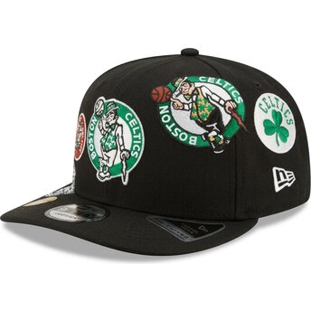 Lippikset kaareva musta snapback 9FIFTY A Frame Precurved Multi Patch Boston Celtics NBA New Era